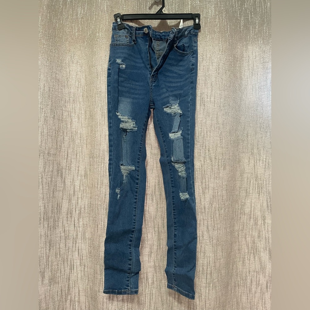SHEIN Ripped Blue Skinny Jeans